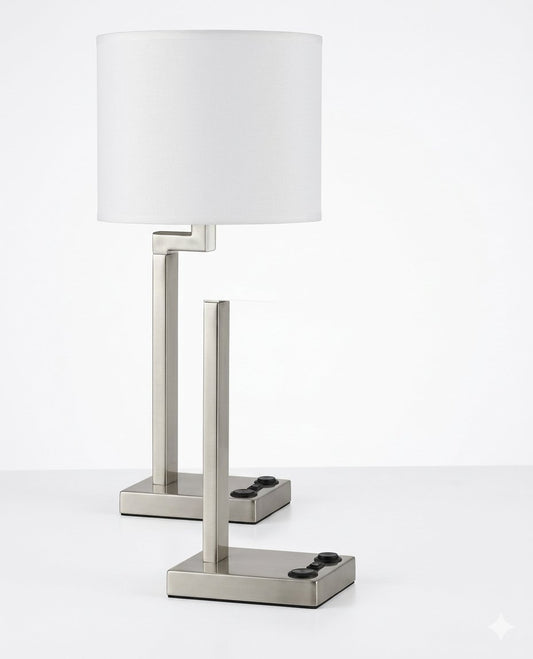 Modern Table Lamp with Fabric Shade – Contemporary Accent Light