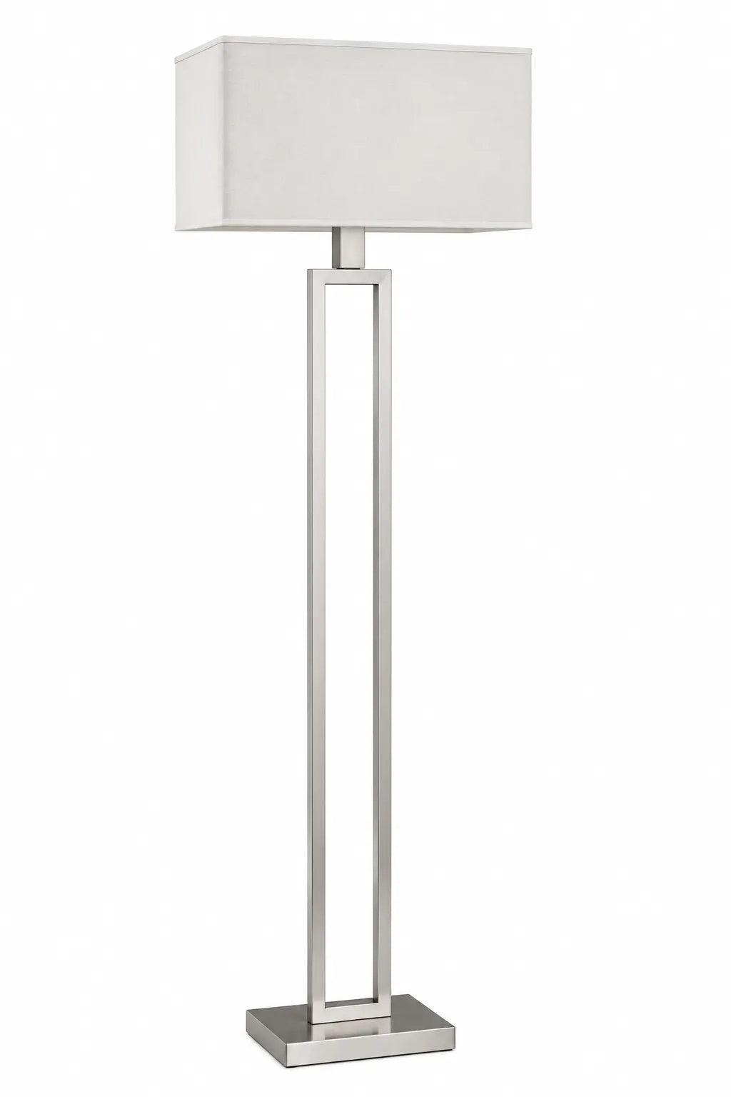 Modern Rectangular Shade Floor Lamp – Slim Double-Post Standing Lamp for Living Room, Bedroom & Office