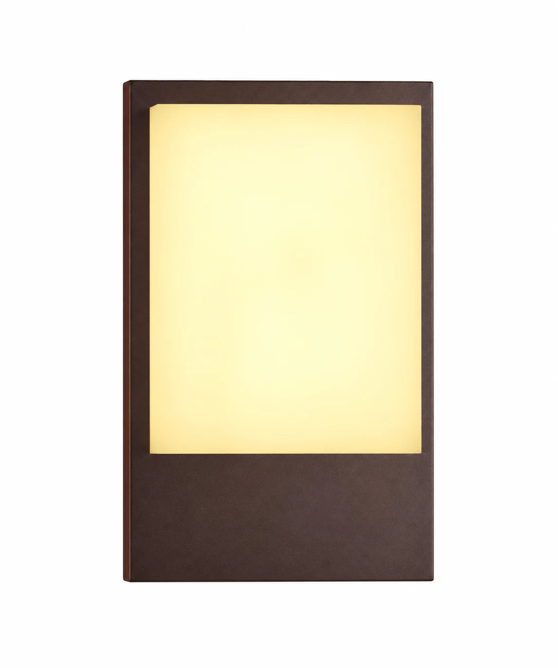 Dark Bronze Rectangular Wall Lamp with Frosted Light Panel and Clean Geometric Frame