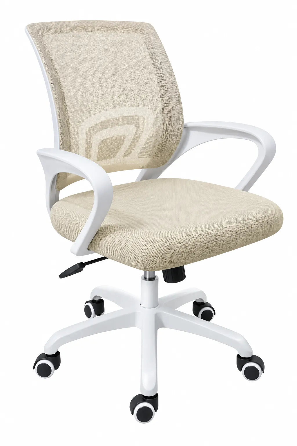 Grey Mesh Office Chair with White Frame, Padded Seat and White Five-Star Base