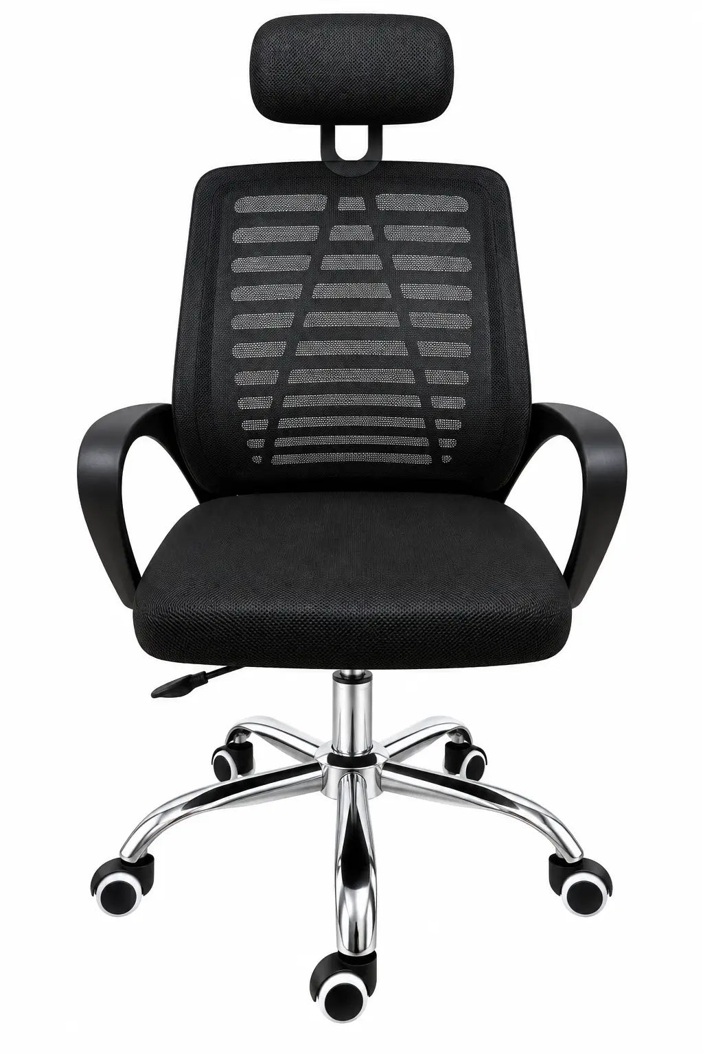 High-Back Mesh Office Chair with Headrest, Padded Seat and Rolling Base