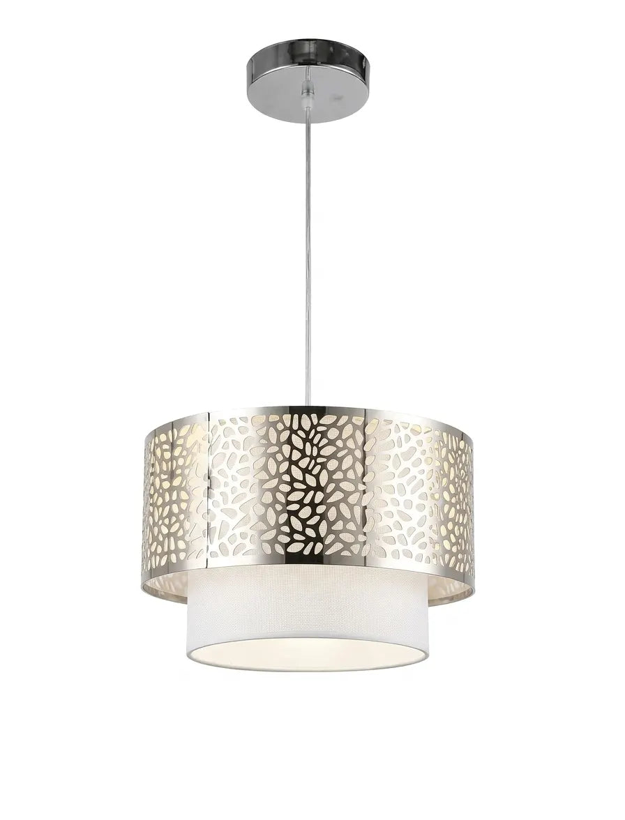 Geometric Drum Pendant Lamp – Decorative Hanging Ceiling Light with Double-Layer Shade