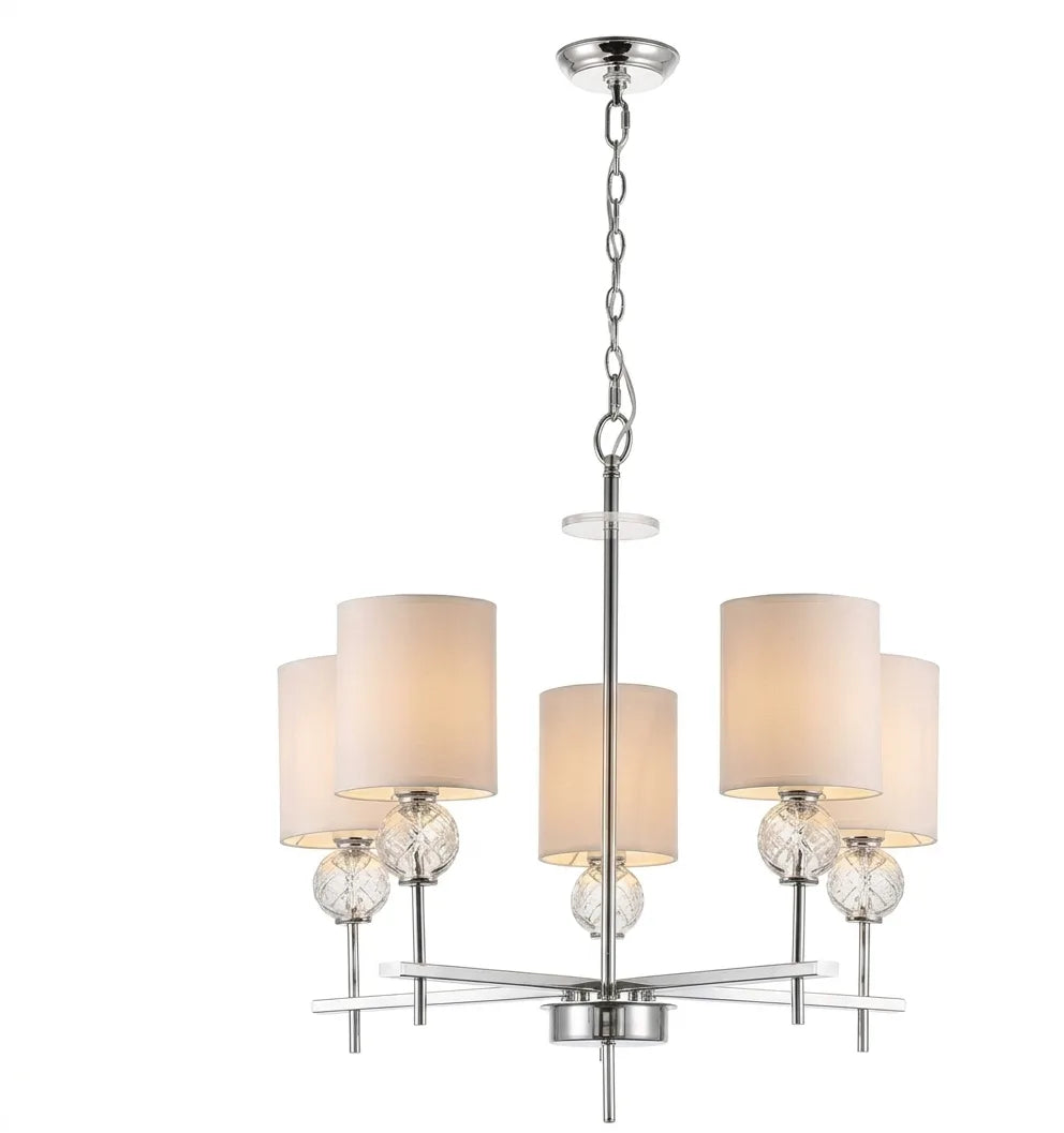 Five-Light Chandelier Pendant Lamp – Elegant Hanging Ceiling Light with Cylindrical Shades