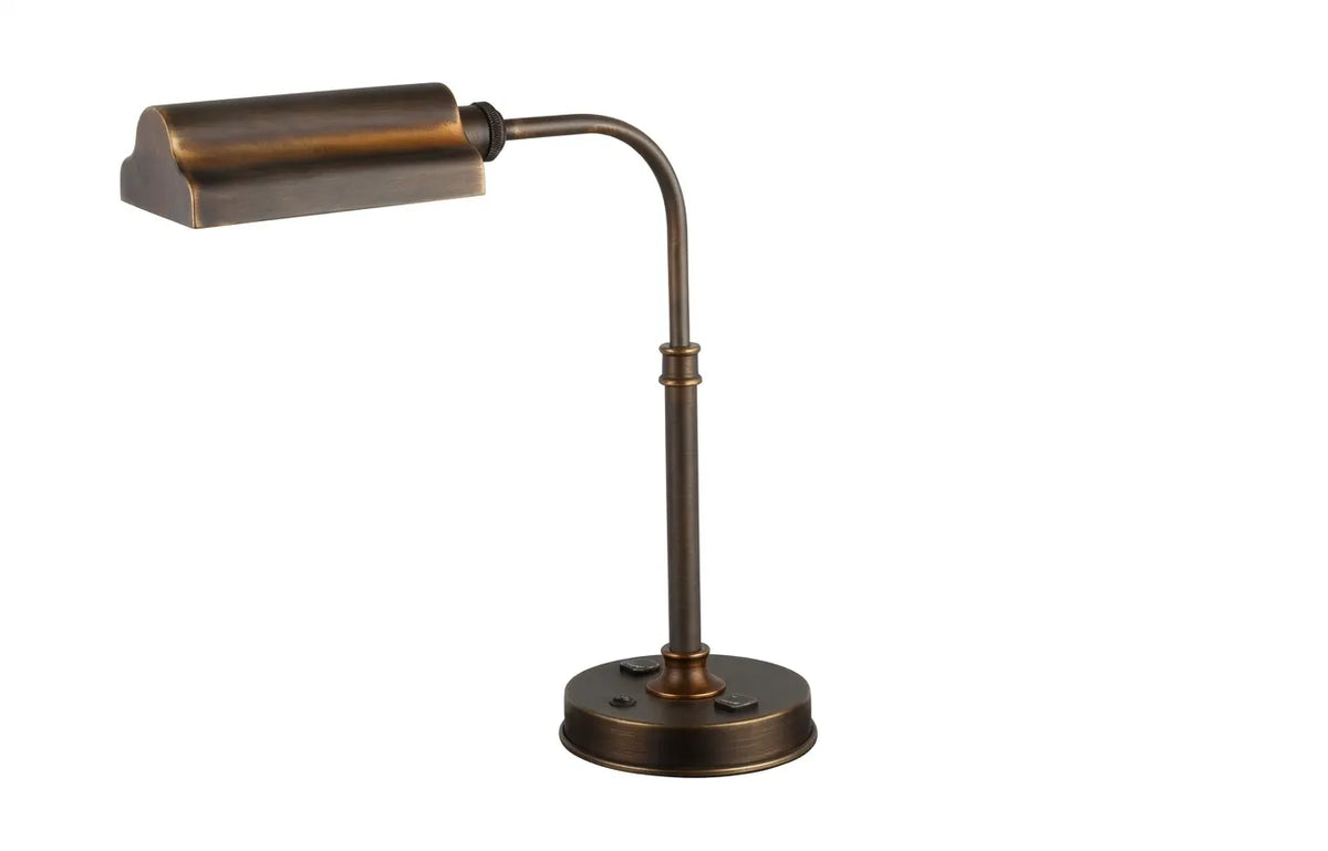 Vintage Curved Table Lamp with Cylindrical Shade and Round Base
