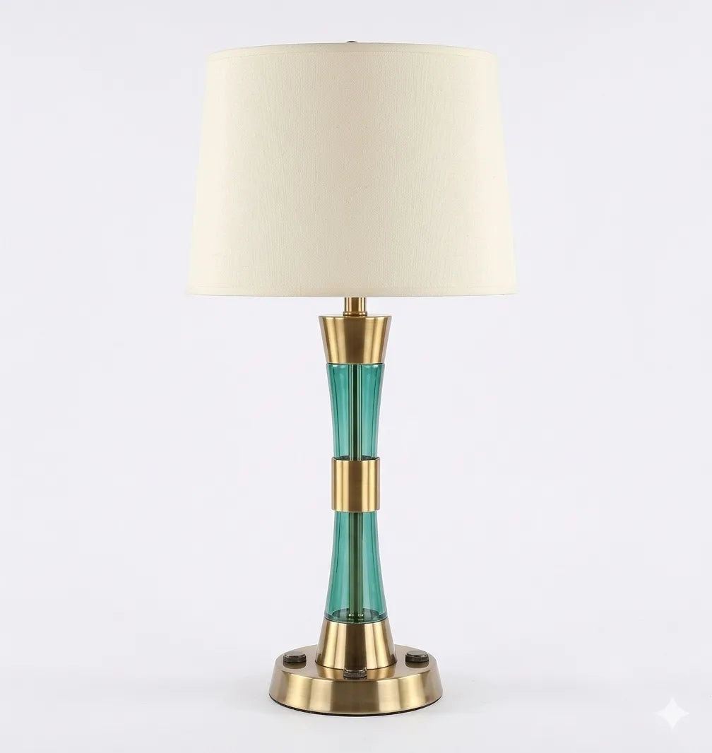Classic Table Lamp with Fabric Shade & Decorative Metal Base – Elegant Accent Light