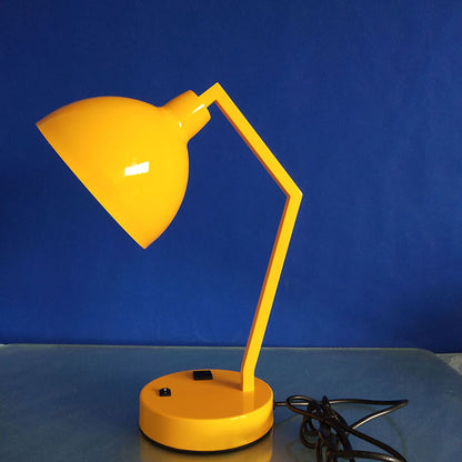 Yellow Adjustable Swing Arm Desk Lamp with Round Base and Directional Shade