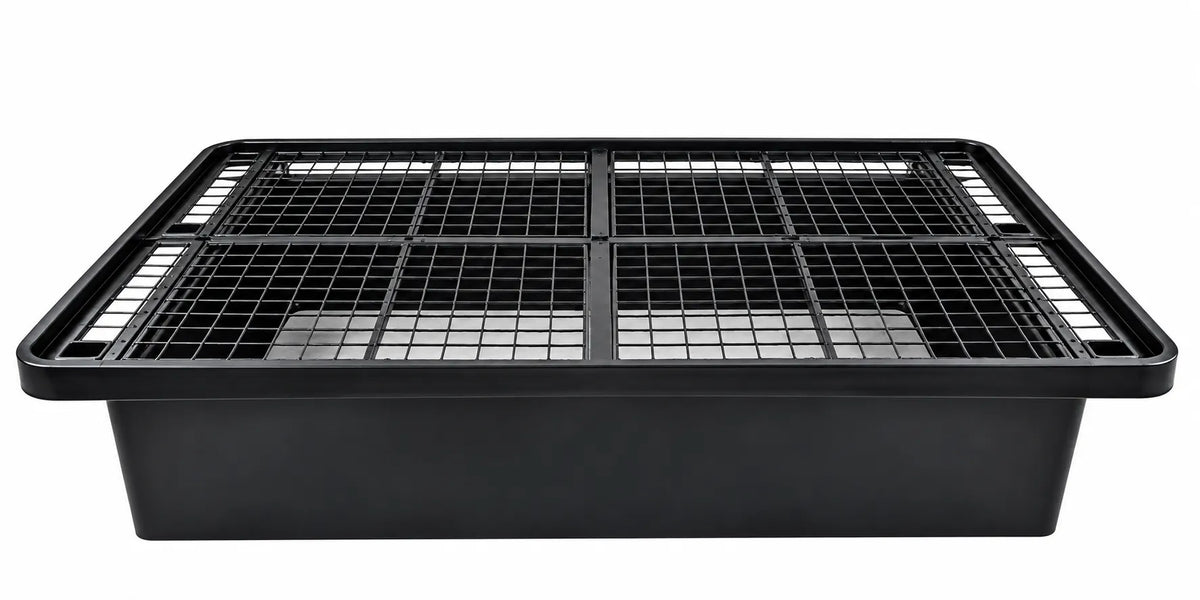 Black Steel Platform Bed Base with Wire Grid Deck – 1,800 lbs Weight Capacity, 18-Inch Height