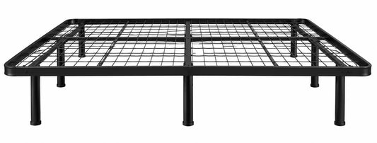 Black Steel Platform Bed Frame with Wire Grid Support and Raised Legs– 1,800 lbs Weight Capacity, 18-Inch Height