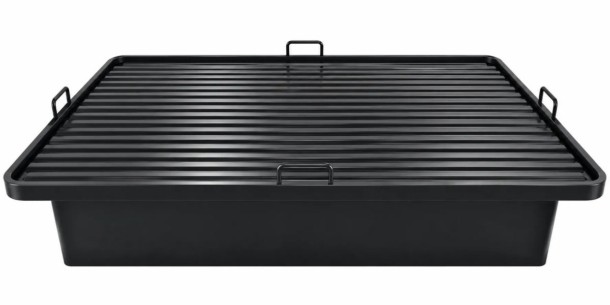 Black Steel Platform Bed Base with Horizontal Slat Support and Enclosed Side with 1,800 lbs Weight Capacity, 18-Inch Height, Black Finish