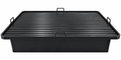 Black Steel Platform Bed Base with Horizontal Slat Support and Enclosed Side with 1,800 lbs Weight Capacity, 18-Inch Height, Black Finish
