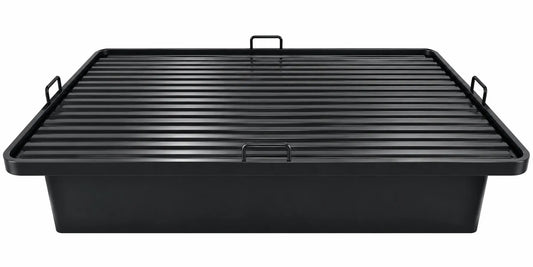 Black Steel Platform Bed Base with Horizontal Slat Support and Enclosed Side with 1,800 lbs Weight Capacity, 18-Inch Height, Black Finish