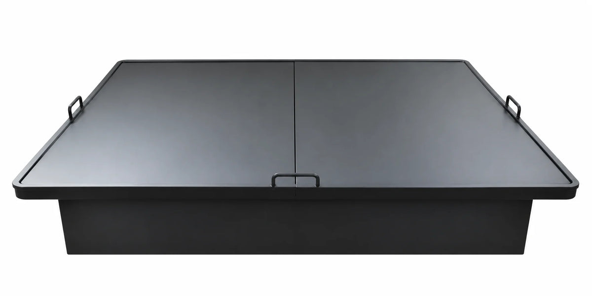 Black Metal Platform Bed Base with Solid Flat Top and Enclosed Side Panels with 1,800 lbs Weight Capacity, 18-Inch Height, Black Finish