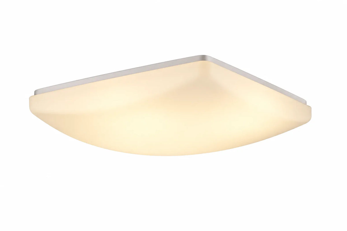 Modern Square Flush Mount Ceiling Light with White Diffuser and Soft Curved Edges