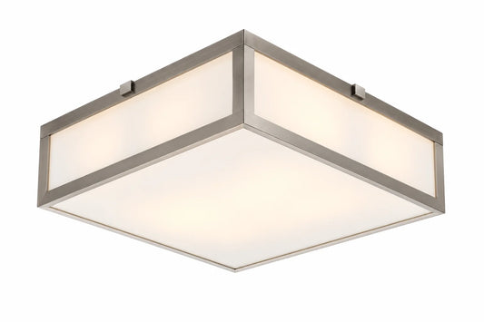 Modern Square Flush Mount Ceiling Light with White Diffuser and Brushed Nickel Frame