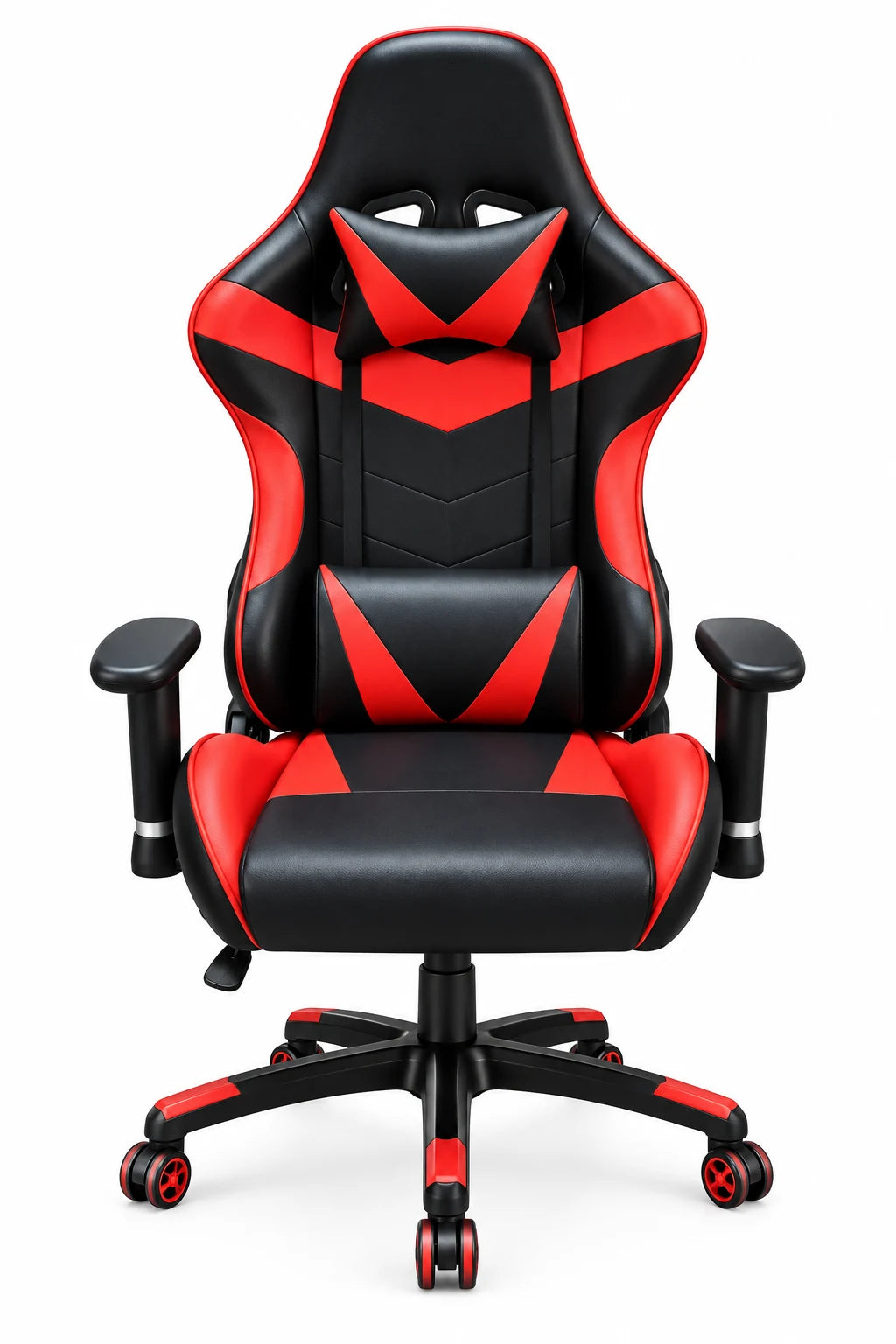 Racing Gaming Chair with Headrest Pillow, Lumbar Cushion and Red Accent Panels