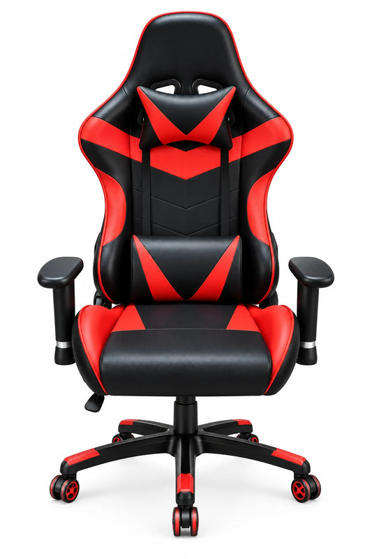 Racing Gaming Chair with Headrest Pillow, Lumbar Cushion and Red Accent Panels
