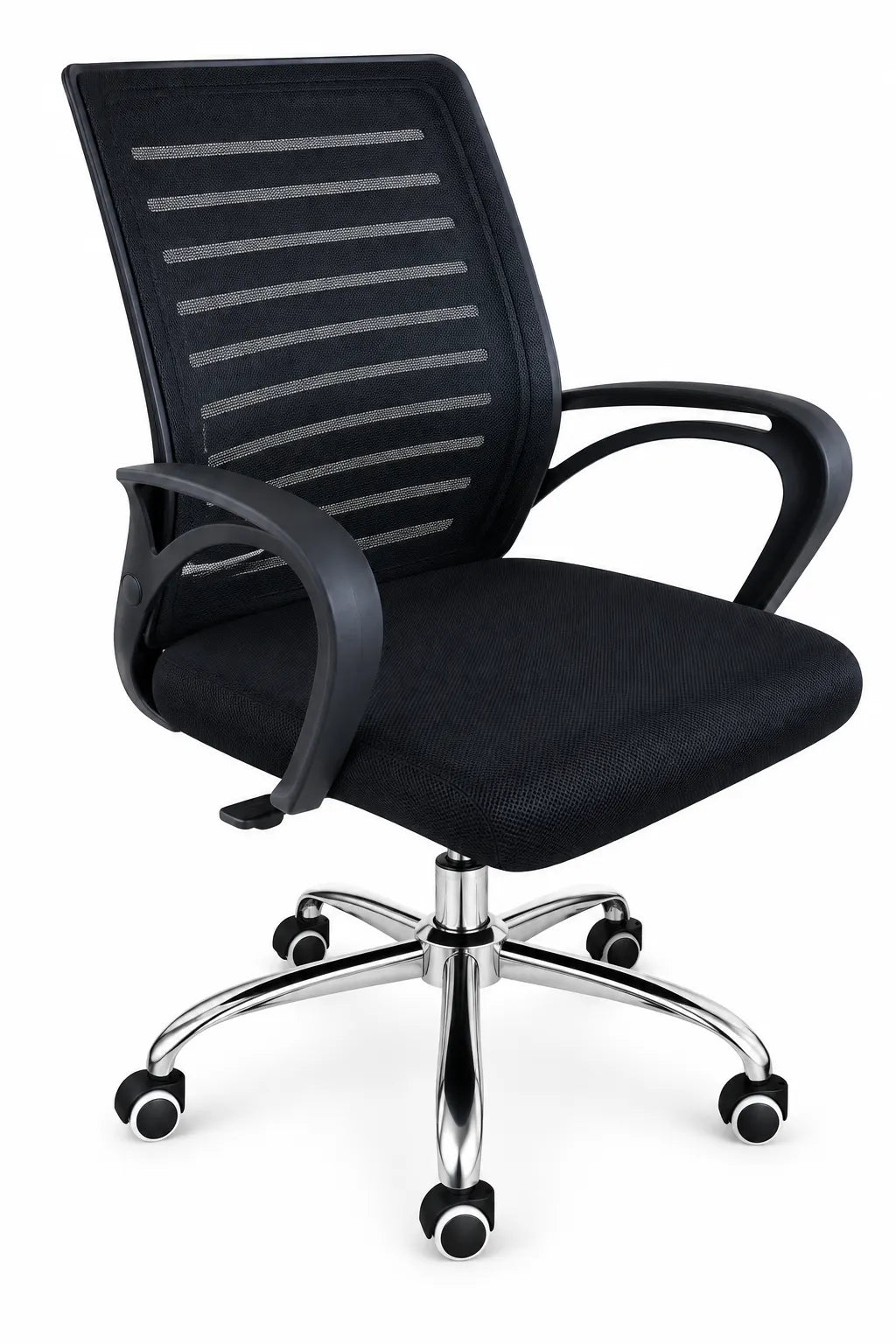 Modern Mid-Back Office Chair with Ventilated Backrest, Padded Seat and Chrome-Style Base