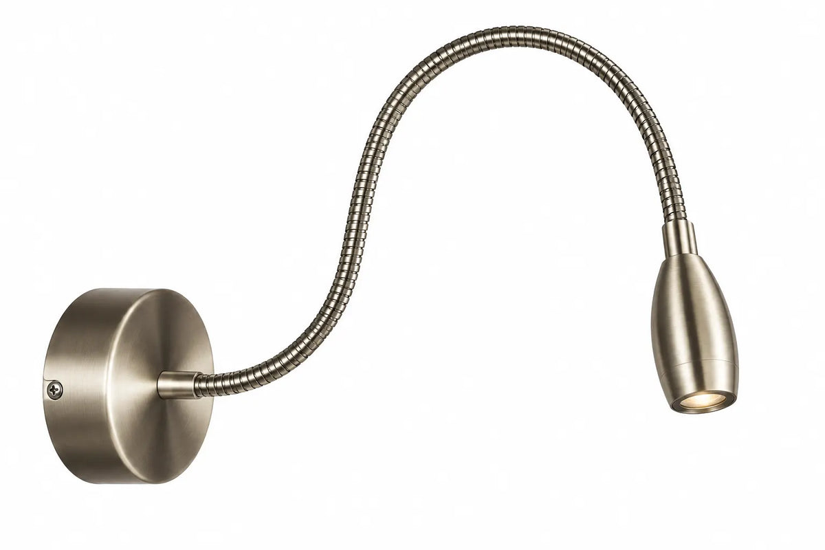 Antique Brass Flexible Gooseneck Wall Reading Lamp with Adjustable Light Head