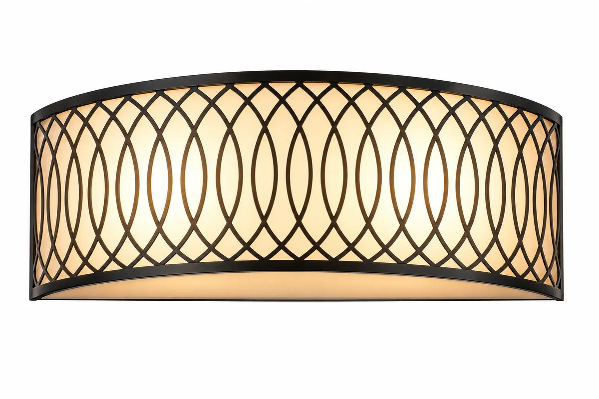 Decorative Black Wall Lamp with Curved Lattice Frame and Warm Diffused Light