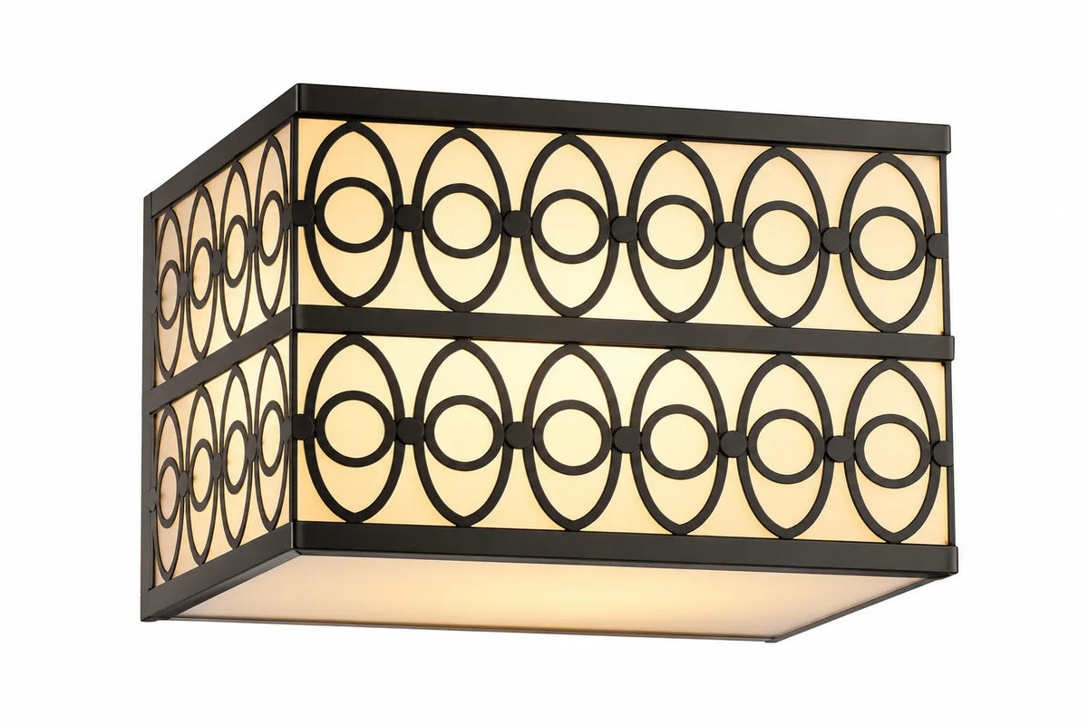 Decorative Black Wall Lamp with Geometric Circle Lattice Frame and Warm Diffused Light