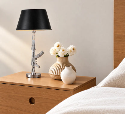 Elegant Black Table Lamp with Decorative Stand