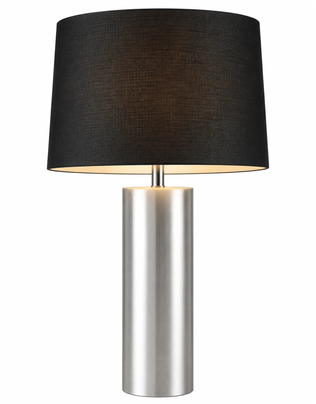 Modern Cylindrical Metal Table Lamp with Tapered Drum Shade – Black or White