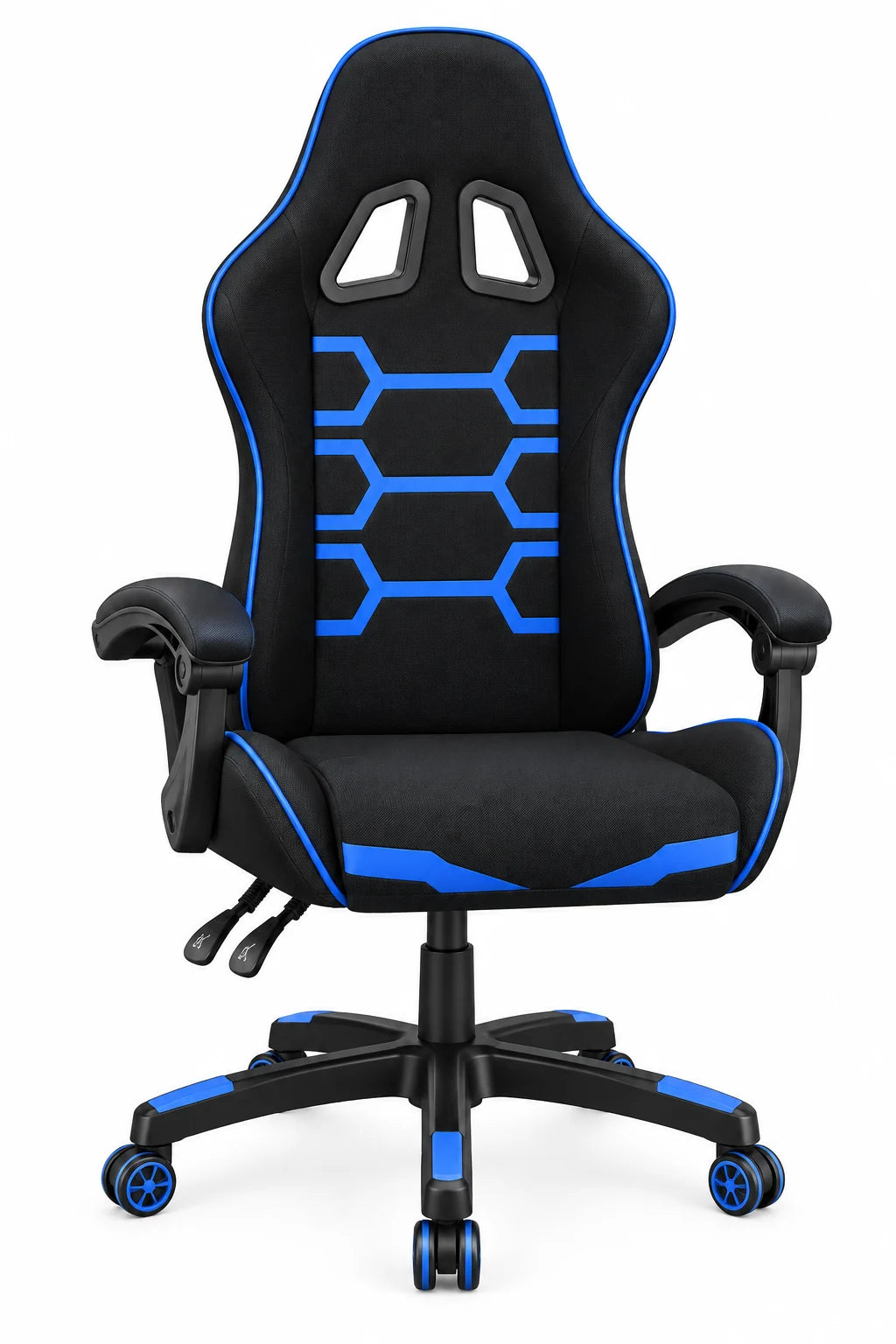 Racing Gaming Chair with Geometric Back Design, Armrests and Rolling Base