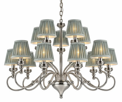 Silver Pleated-Shade Pendant Lamp with Curved Arms – 4-Light and 8-Light Size Variants