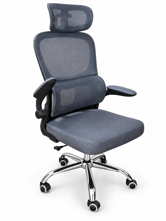 Ergonomic High-Back Mesh Office Chair with Headrest, Lumbar Support and Chrome-Style Base