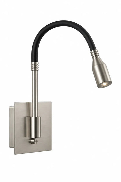 Flexible Gooseneck Wall Reading Lamp with Adjustable Light Head – Silver or Brass Finish