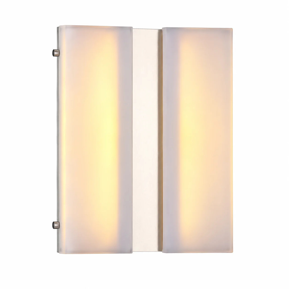 Modern Double-Panel Wall Lamp with Frosted Shades and Vertical Metal Center Strip