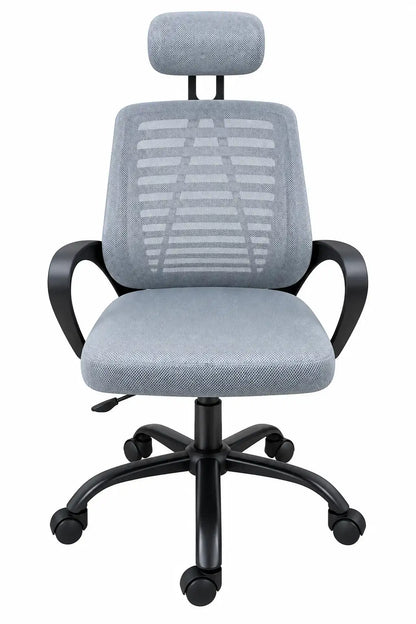 High-Back Mesh Office Chair with Headrest, Padded Seat and Rolling Base