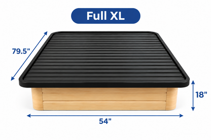 Black Steel Platform Bed Base with Horizontal Slat Support and Brown Enclosed Base