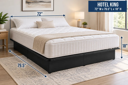 Heavy-Duty Steel Platform Bed Base, 1,800 lbs Weight Capacity, 18-Inch Height, Black Finish, Open Grid Support