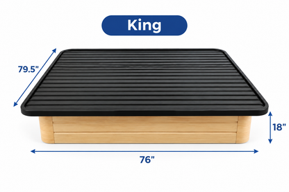 Black Steel Platform Bed Base with Horizontal Slat Support and Brown Enclosed Base