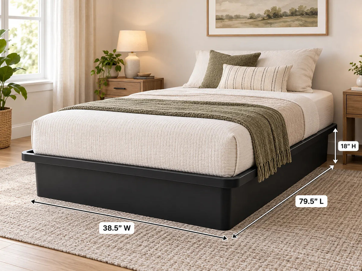 Black Steel Platform Bed Base with Wire Grid Deck – 1,800 lbs Weight Capacity, 18-Inch Height