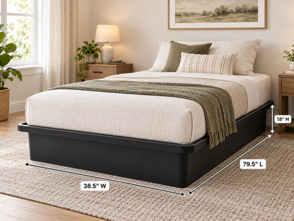 Black Steel Platform Bed Base with Wire Grid Deck – 1,800 lbs Weight Capacity, 18-Inch Height