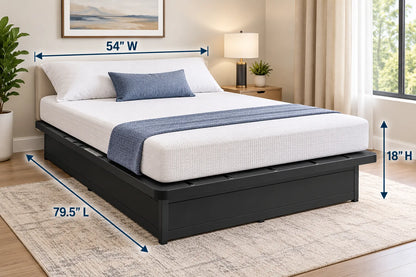 Heavy-Duty Black Steel Platform Bed Base – 1,800 lbs Weight Capacity, 18-Inch Height, Welded Frame, Rounded Corners