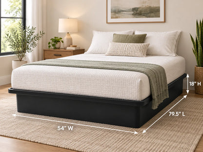 Black Steel Platform Bed Base with Wire Grid Deck – 1,800 lbs Weight Capacity, 18-Inch Height