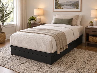 Heavy-Duty Black Steel Platform Bed Base – 1,800 lbs Weight Capacity, 18-Inch Height, Welded Frame, Rounded Corners
