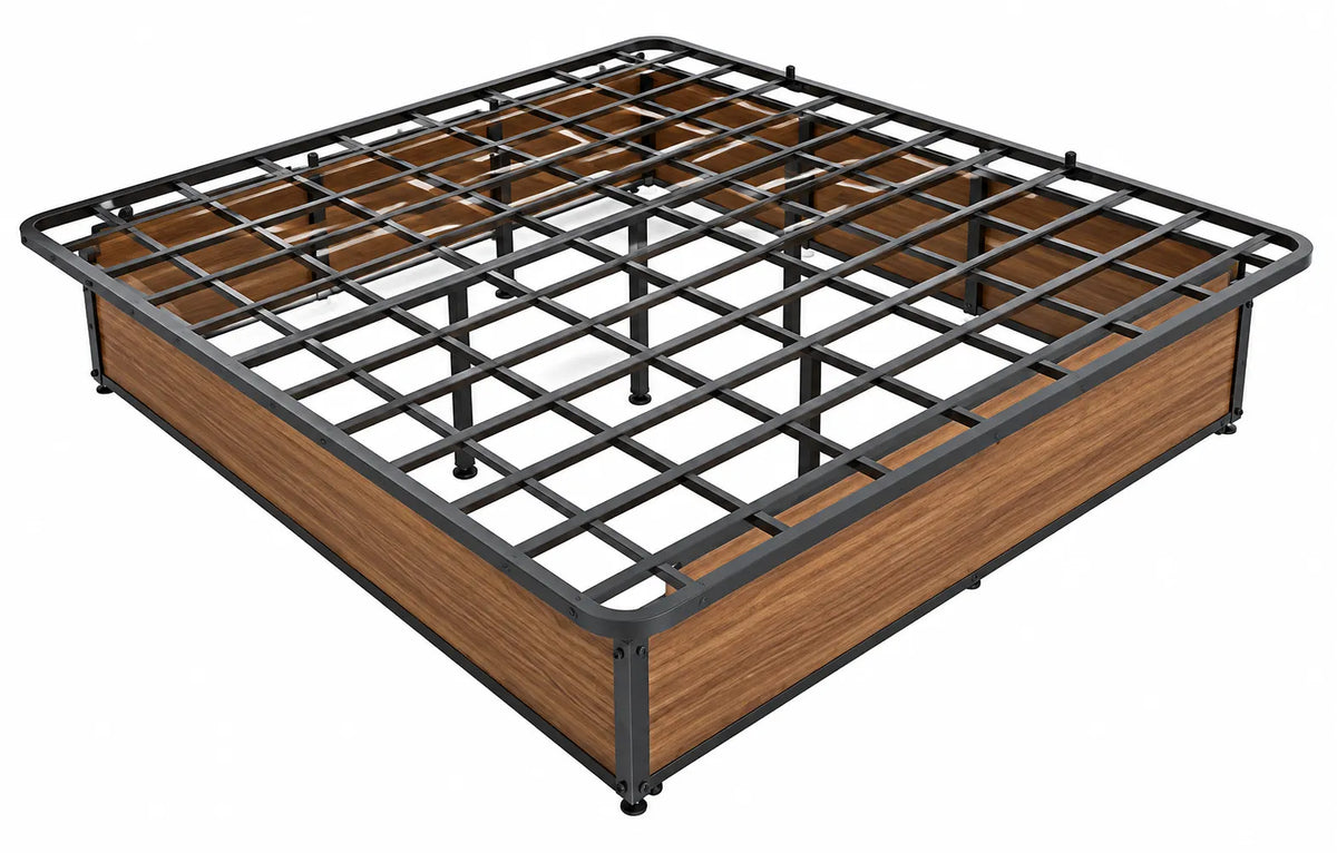 Heavy-Duty Steel Platform Bed Base with Wood-Look Finish – 1,800 lbs Weight Capacity, 18-Inch Height