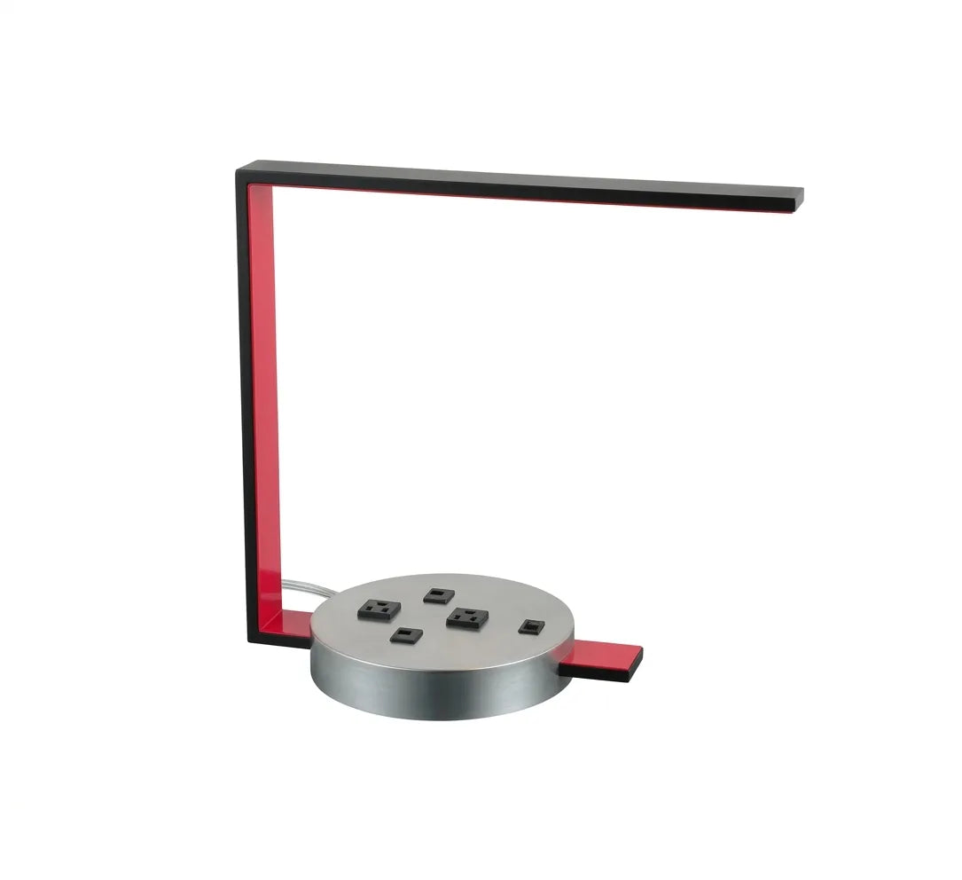 Modern L-Shaped Table Lamp with Long Linear Light Bar and Round Base