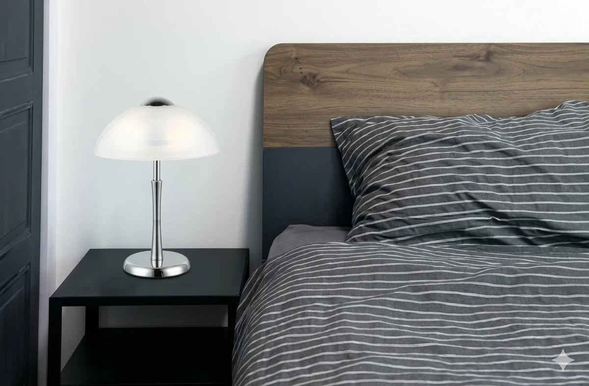 Modern Dome Shade Table Lamp with Slim Stand and Round Base
