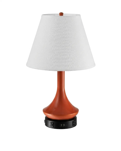 Modern Red Table Lamp with White Tapered Shade