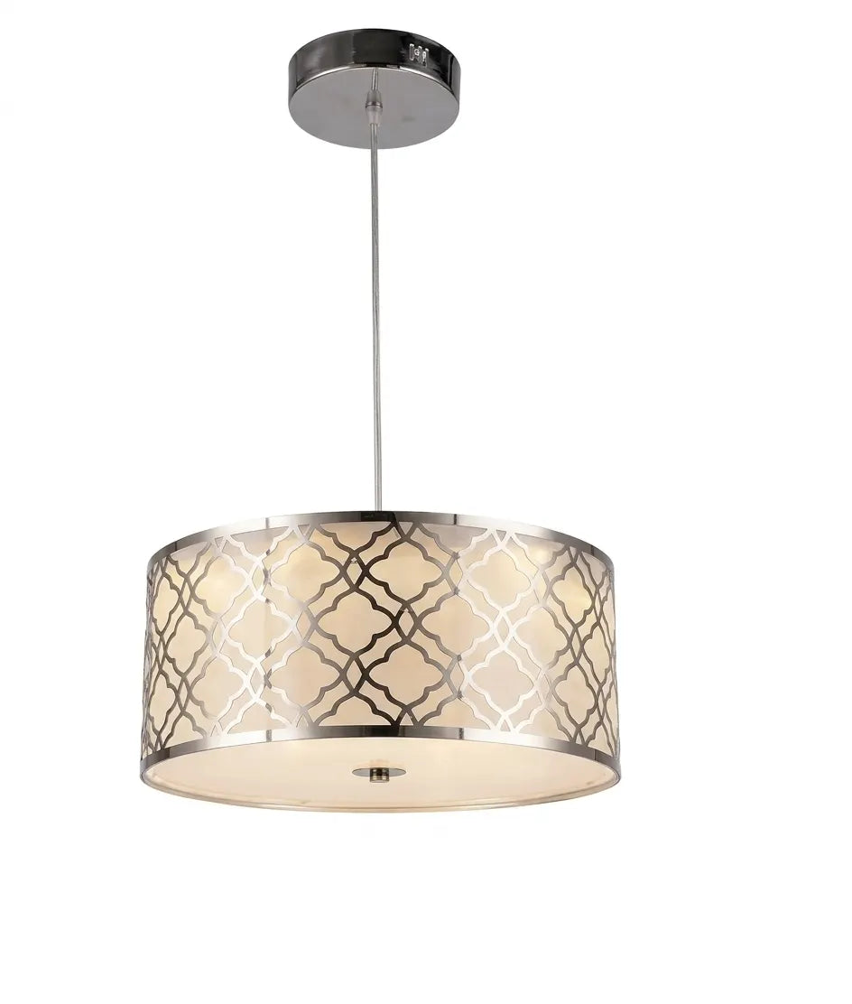 Geometric Drum Pendant Light – Decorative Hanging Ceiling Light with Elegant Lattice Pattern
