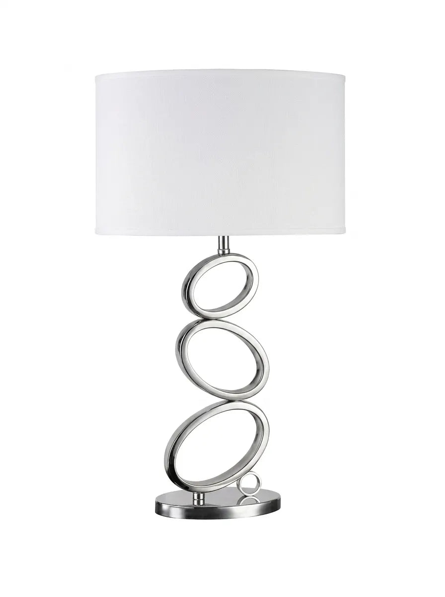 Modern Table Lamp with White Fabric Shade & Sculptural Loop Base – Elegant Accent Light