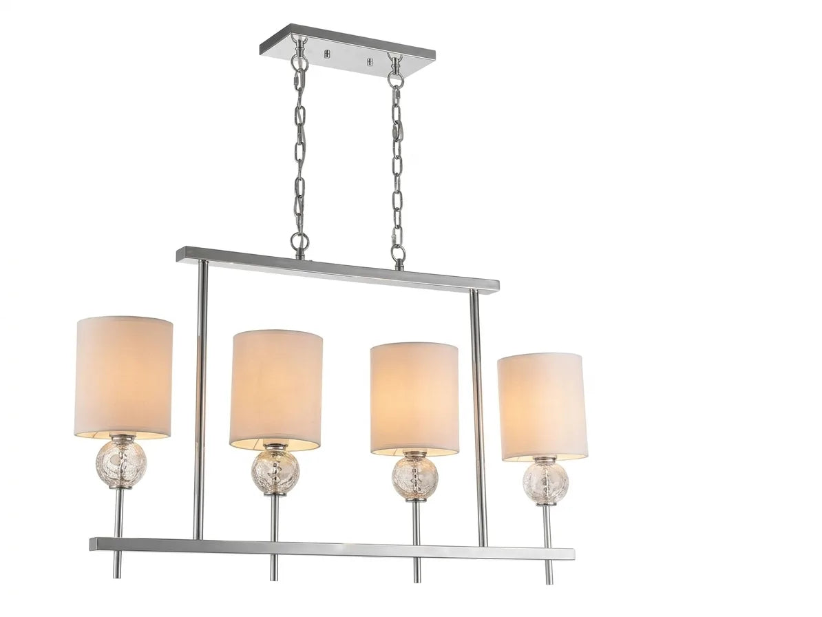 Four-Light Rectangular Pendant Lamp – Modern Hanging Ceiling Light with Fabric Shades