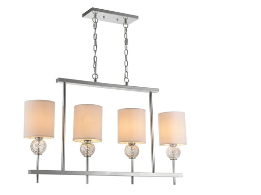Four-Light Rectangular Pendant Lamp – Modern Hanging Ceiling Light with Fabric Shades
