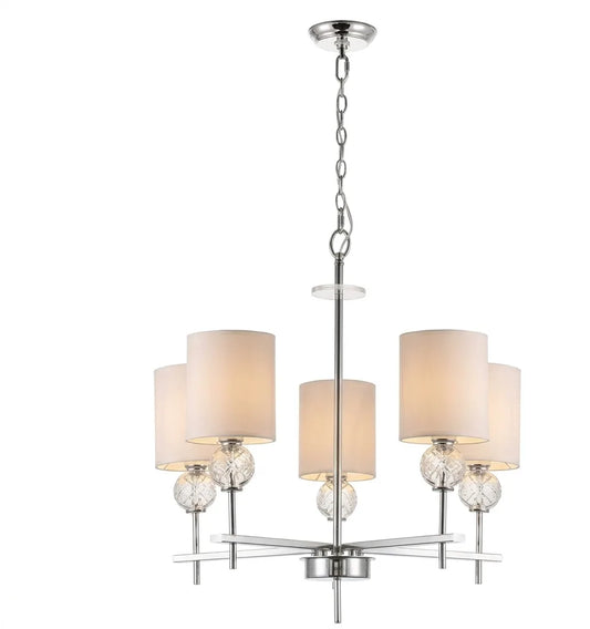 Five-Light Chandelier Pendant Lamp – Elegant Hanging Ceiling Light with Cylindrical Shades