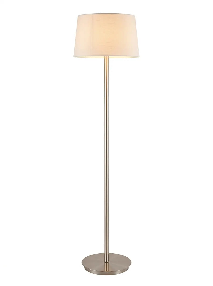Modern Floor Lamp with White Cylindrical Shade and Round Base